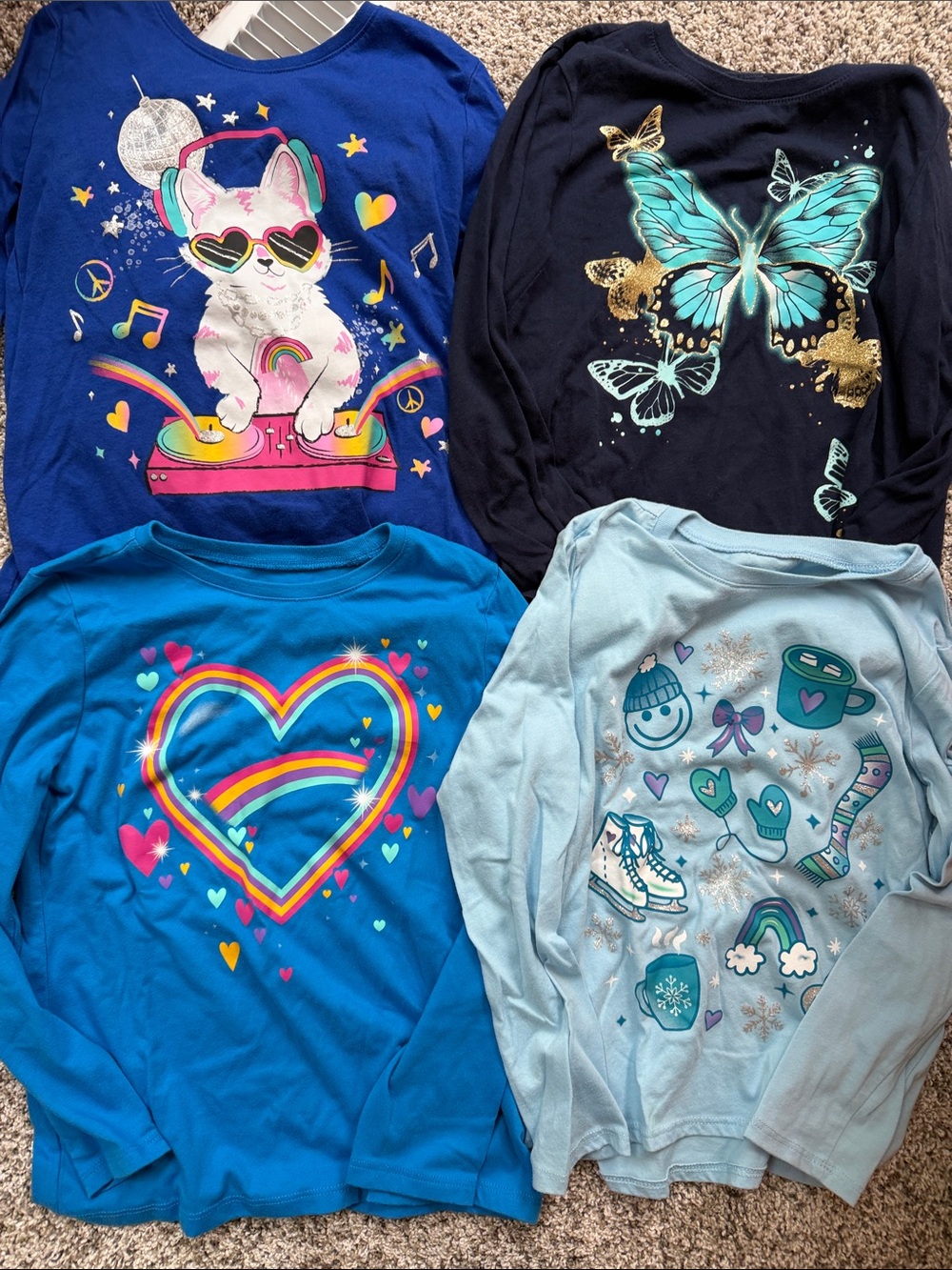 4 - Children's Place Girls' size medium 7/8 Long Sleeve Tees